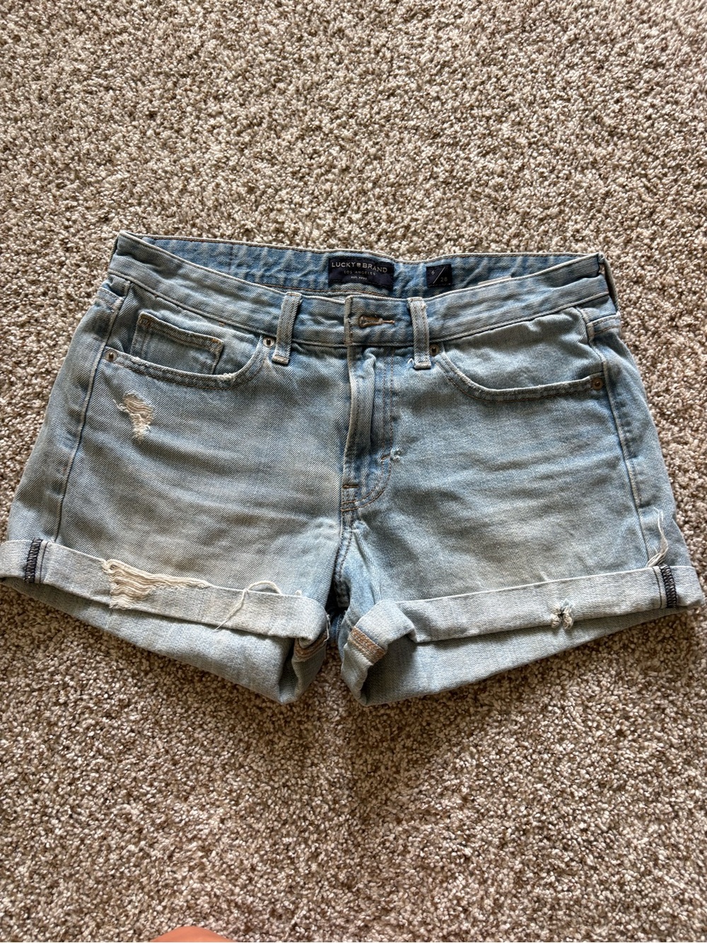 Lucky Brand Boyfriend Light Wash Rolled Hem Denim Shorts